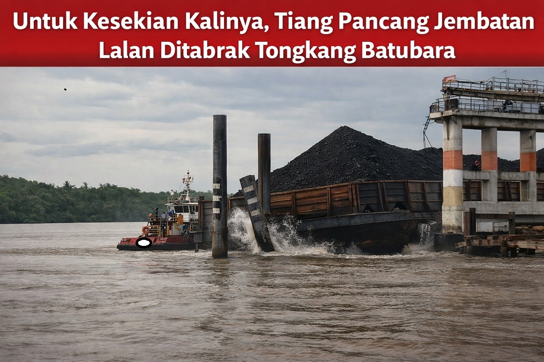 Untuk Kesekian Kalinya, Tiang Pancang Jembatan Lalan Ditabrak Tongkang Batubara