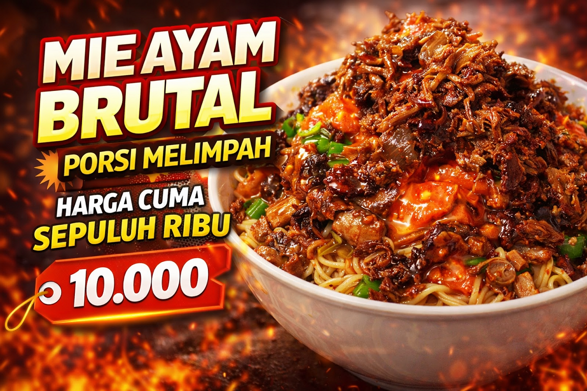 Mie Ayam Brutal Porsi Melimpah Harga Cuma Sepuluh Ribu