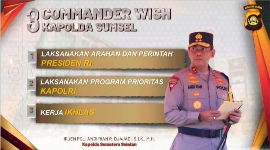 3 Commander Wish Kapolda Sumsel Irjen Pol Andi Rian R Djajadi untuk Anggota, Salah Satunya Kerja Ikhlas