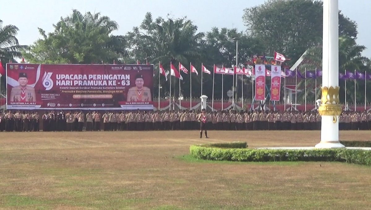  Peringati Hari Pramuka ke-73, Kwarda Sumsel Gelar Upacara Meriah di Griya Agung Palembang