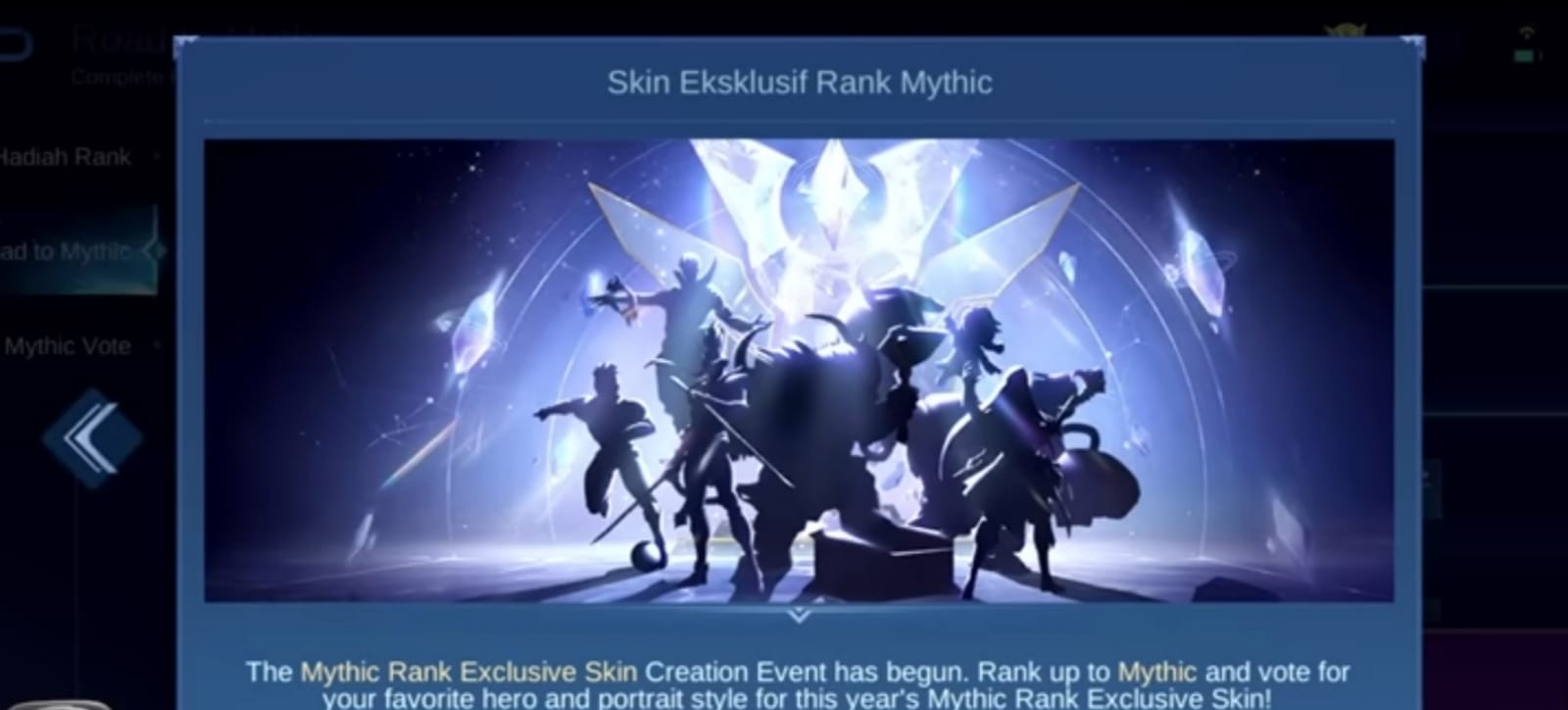 Update Mobile Legends Terbaru, Begini cara mendapatkan Skin Mythic yang Segera Hadir