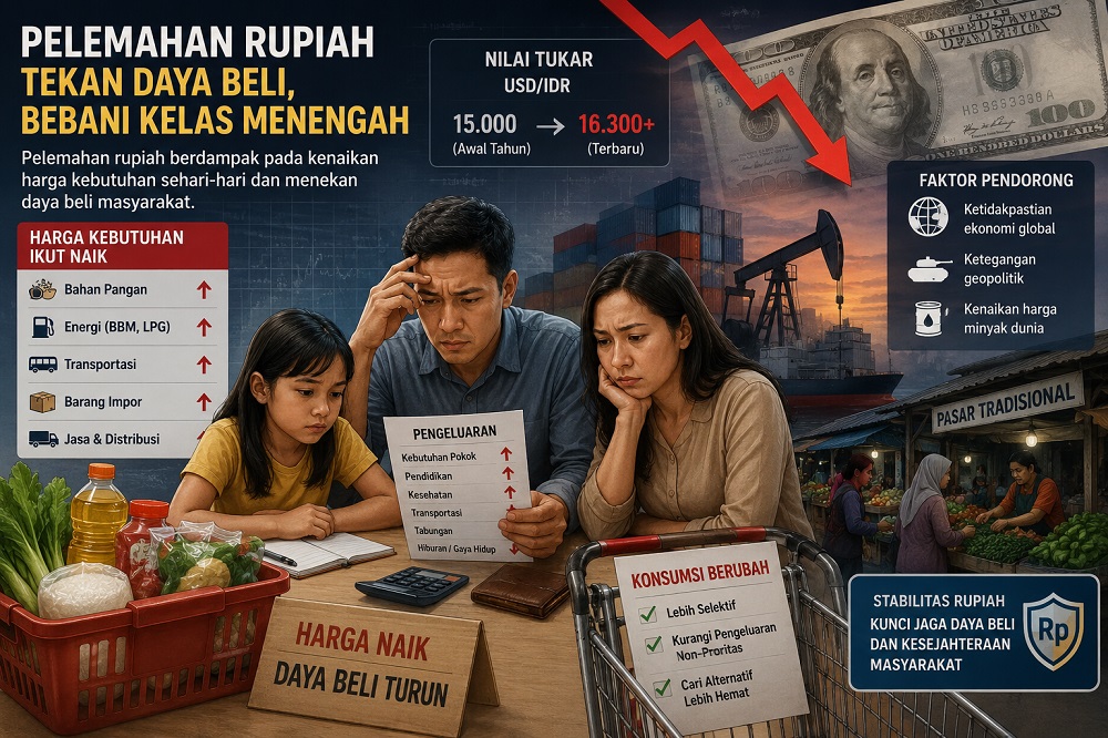 Pelemahan Rupiah Berpotensi Tekan Daya Beli dan Bebani Kelas Menengah