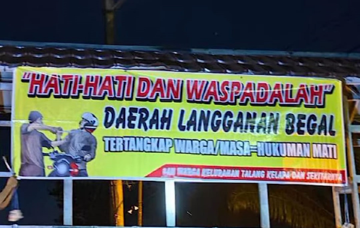  Resah Marak Begal, Warga Pasang Spanduk Peringatan di Daerah Rawan!