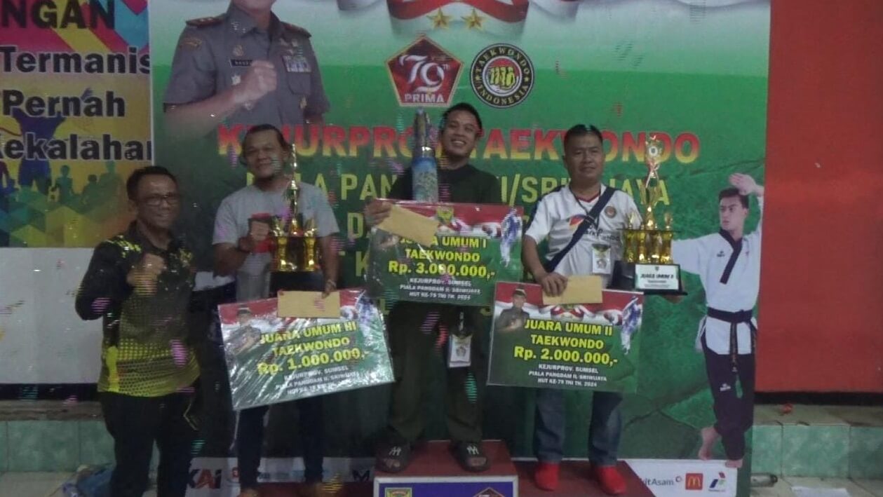 Peroleh 15 Medali, Banyuasin Juara Umum I Kejuaraan Taekwondo HUT Ke-79 TNI Piala Pangdam II Sriwijaya