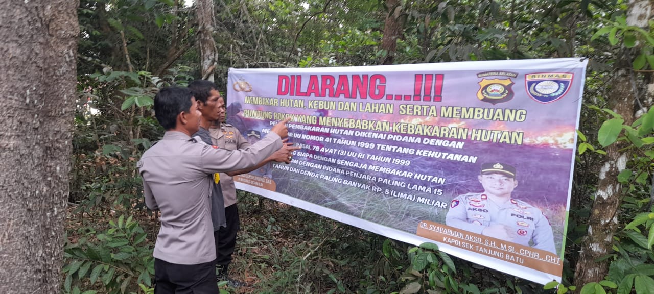Cuaca Panas dan Minim Hujan, Polsek Tanjung Batu Gencarkan Patroli Terpadu Cegah Karhutla