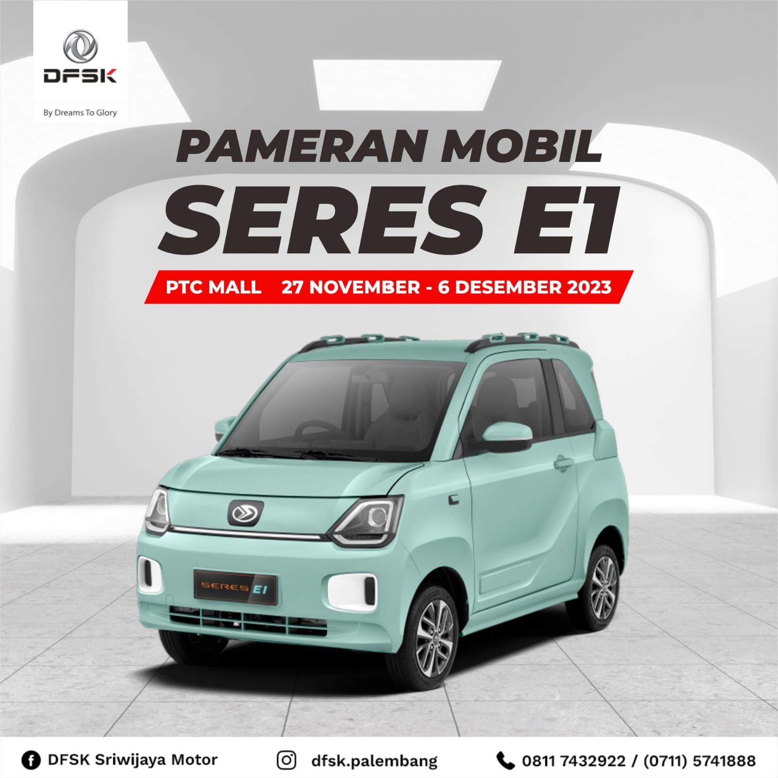 Menjelajahi Masa Depan Bersama Mobil Listrik DFSK Seres E1 di Pameran PTC Mall Palembang