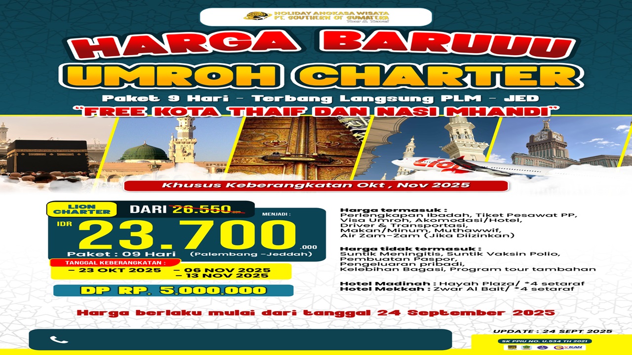 Ayo Berangkat Umrah Bersama Holiday Angkasa Wisata, Berikut Daftar Harga Terbaru