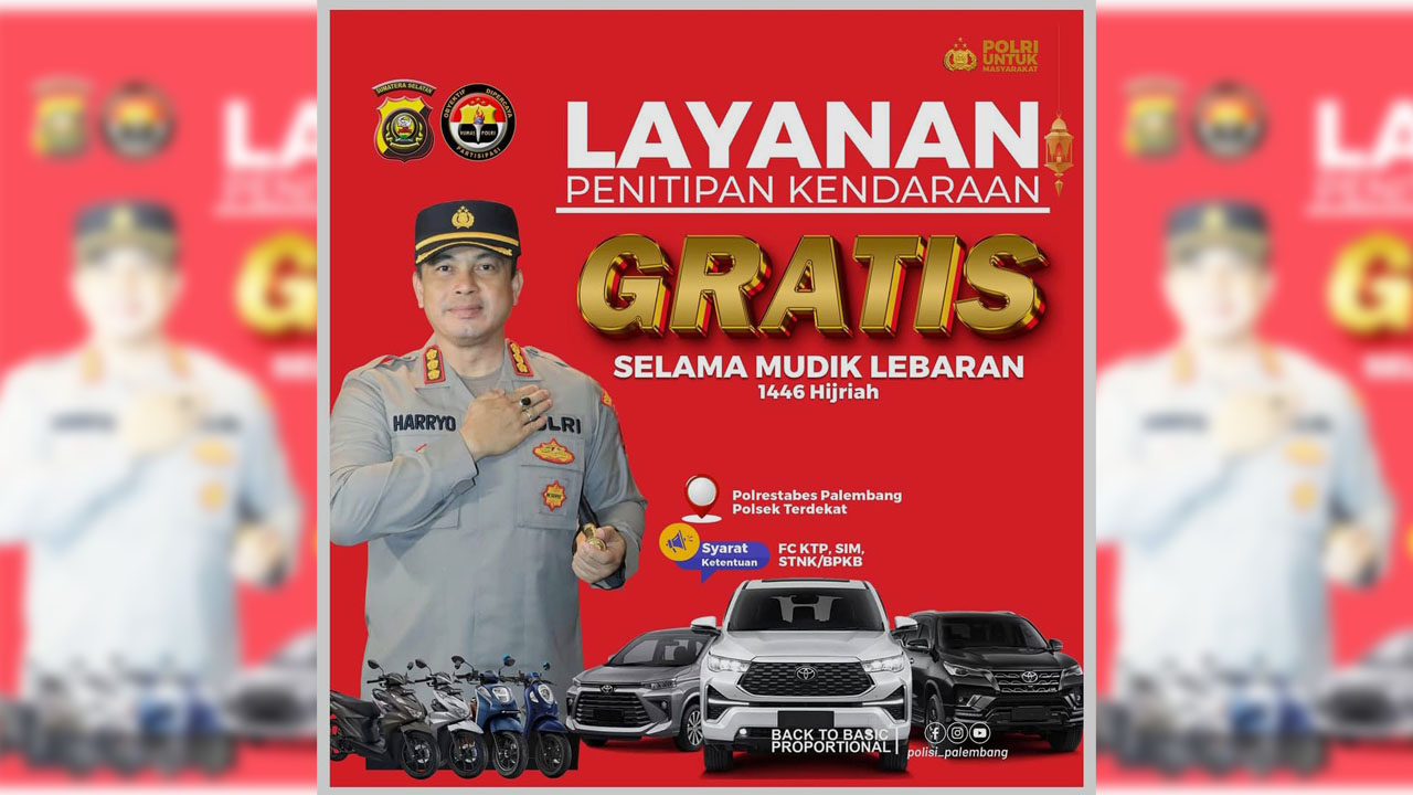 Polrestabes Palembang Buka Penitipan Kendaraan Bagi Warga Palembang yang Mudik