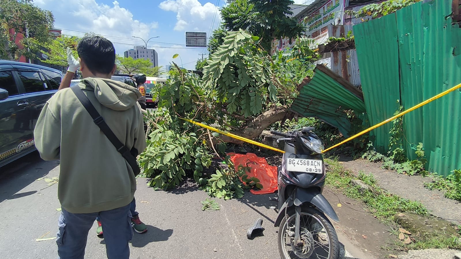 Pengemudi Ojol di Palembang Tewas Tertimpa Pohon Tumbang