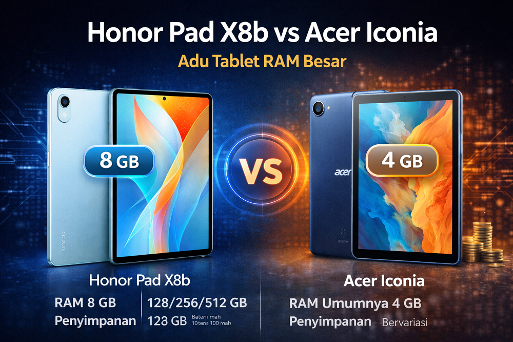 Honor Pad X8b vs Acer Iconia: Adu Tablet RAM Besar untuk Kebutuhan Multitasking