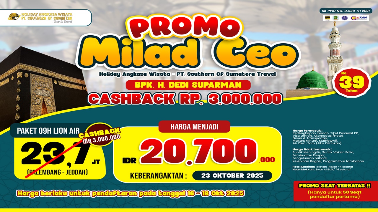 Promo Spesial Milad ke-39 CEO Holiday Angkasa Wisata: H. Dedi Suparman Beri Sedekah Jutaan Rupiah