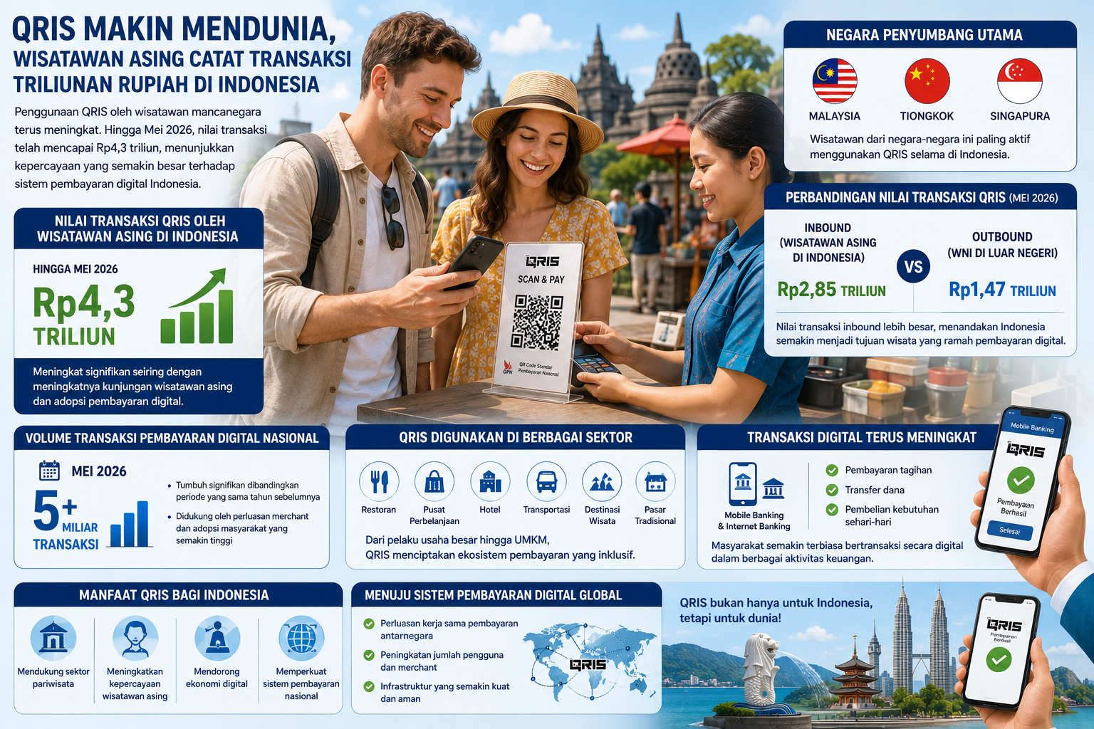 QRIS Makin Mendunia, Wisatawan Asing Catat Transaksi Triliunan Rupiah di Indonesia