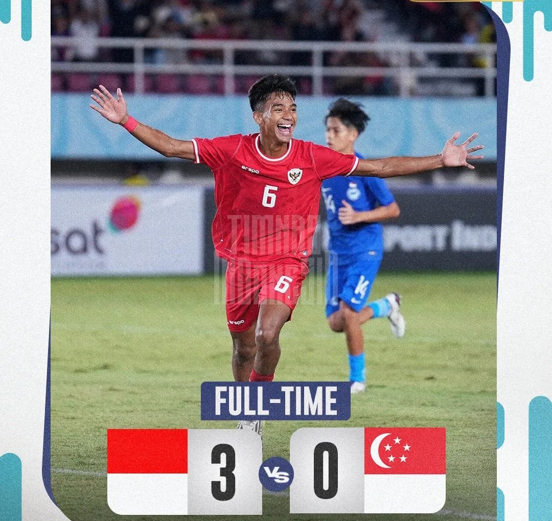 Hasil Laga Timnas U-16 Indonesia Raih Kemenangan Perdana AFF U-16 2024 Usai Menang Atas Singapura 3-0