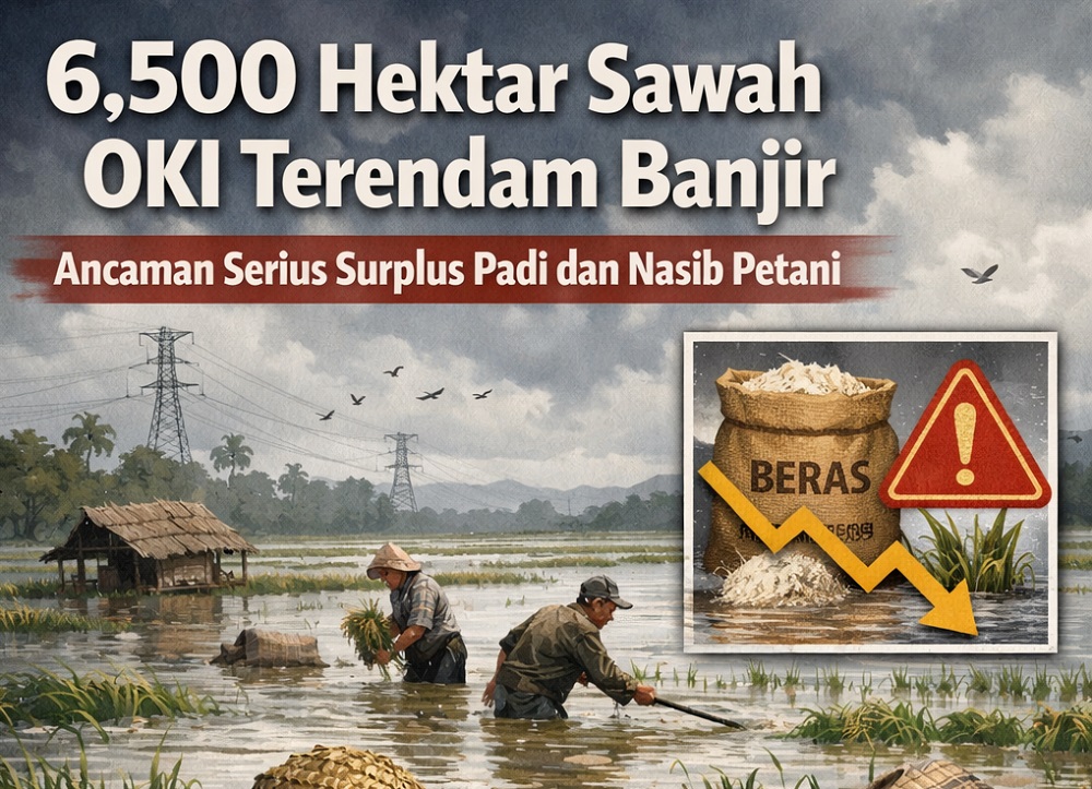 6.500 Hektar Sawah OKI Terendam Banjir, Ancaman Serius Surplus Padi dan Nasib Petani