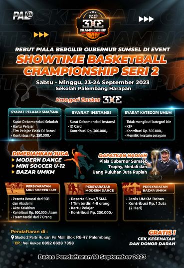 Piala bergilir Gubernur Sumsel, PALTV Buka Kembali Pendaftaran 3X3 Showtime Basketball Championship Seri 2