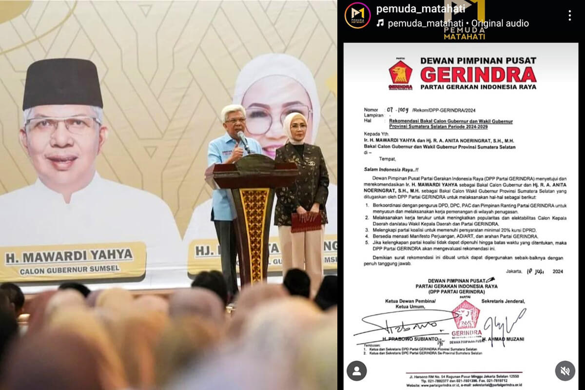 Prabowo Subianto Tanda Tangani Surat Rekomendasi untuk Duet Matahati Mawardi Yahya-RA Anita Noeringhati