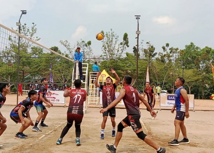 Kikav Menang di Babak Penyisihan Open Tournament Volleyball HUT Ke-79 TNI Piala Pangdam II Sriwijaya