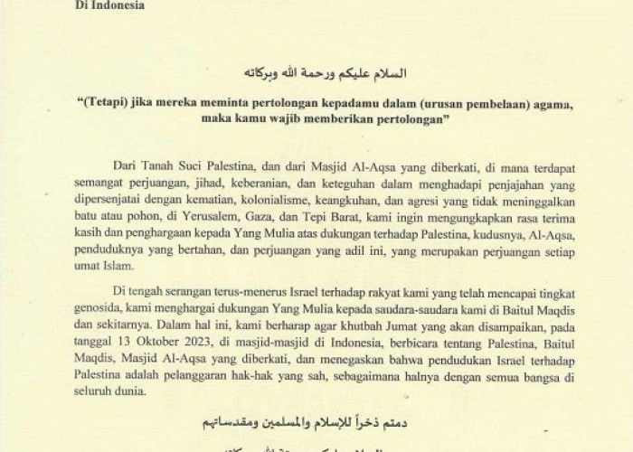 Duta Besar Palestina Minta Agar Khotib Jumat Indonesia Menyampaikan Materi Khutbah Al Aqsha dan Palestina