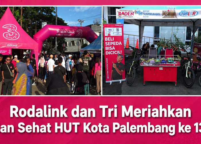 Rodalink dan Tri Meriahkan Jalan Sehat Sesi II HUT Kota Palembang ke - 1343