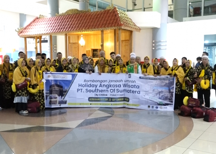 Holiday Angkasa Wisata Lepas 50 Jamaah Umroh Group Citilink dari Bandara SMB II