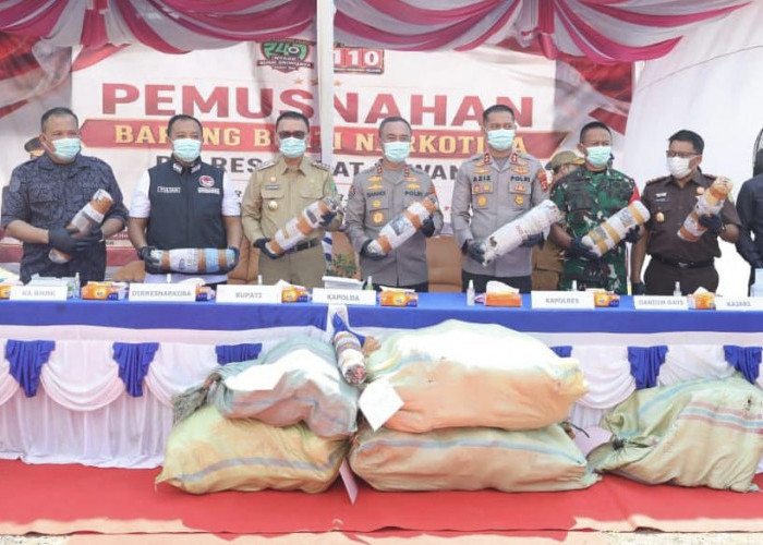 Polda Sumsel Musnahkan Ratusan Kilogram Ganja Hasil Penggerebekan di Empat Lawang