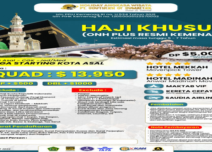  Holiday Angkasa Wisata Siap Berangkatkan Haji Khusus ONH Plus Resmi Kemenag 1447 Hijriah