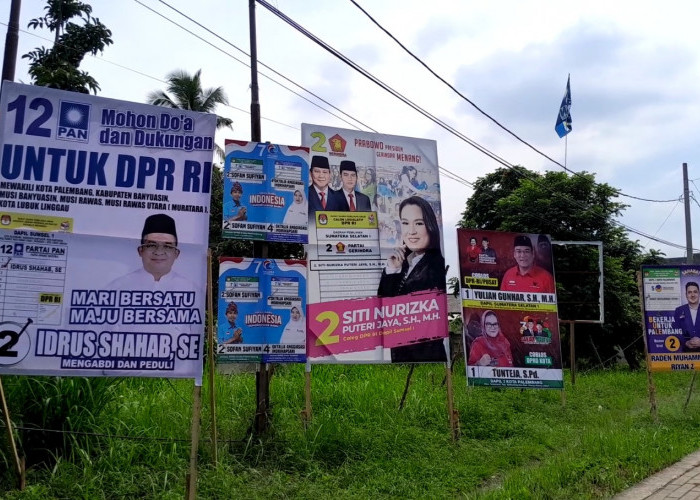 Satpol PP Kota Palembang Tertibkan APK yang Terpasang di Jalan Protokol Palembang 