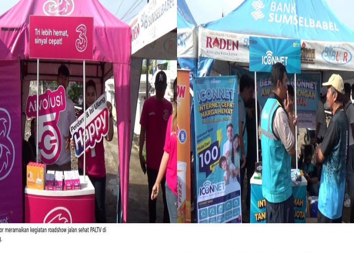 Iconnet dan Tri Palembang Meriahkan Roadshow Jalan Sehat PALTV di Kemuning