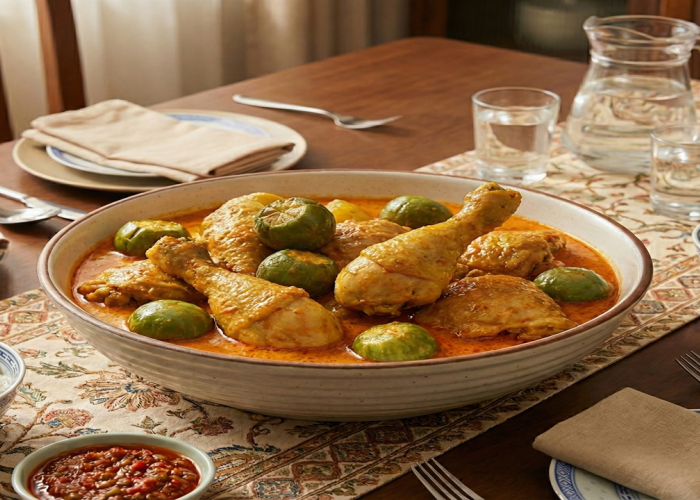 Ayam Kuah Santan Rempah dengan Terong: Hidangan Gurih Beraroma Kari Koja Khas Palembang