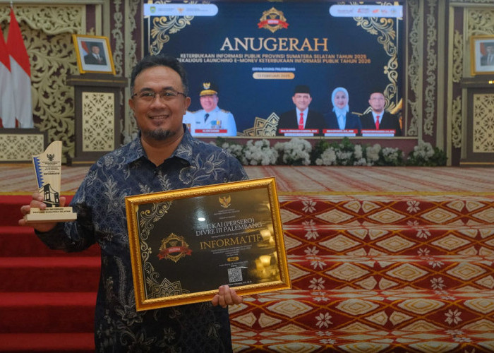KAI Divre III Palembang Raih Predikat Badan Publik Informatif pada Anugerah Keterbukaan Informasi Publik 2025