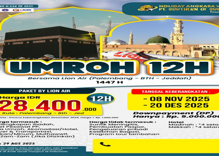 Paket Umroh Lion 12 Hari Transit Batam Keberangkatan 20 Desember 2025