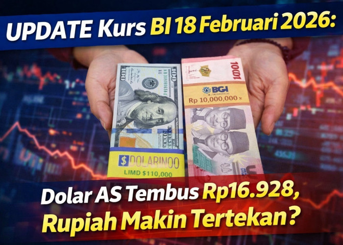 UPDATE Kurs BI 18 Februari 2026: Dolar AS Tembus Rp16.928, Rupiah Makin Tertekan?