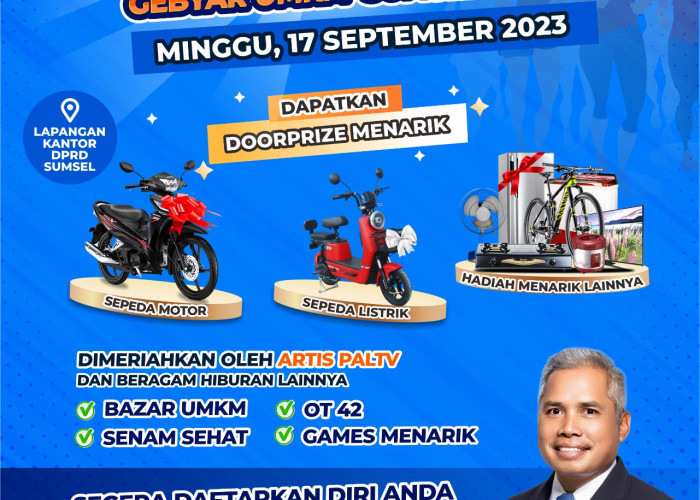 Pengumuman! Jalan Sehat Bersama Gebyar UMKM Sumsel PALTV Diundur dari Tanggal 10 ke 17 September 2023