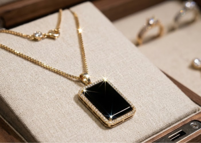 Tampil Stylish dengan Rectangle Pendant Necklace Bernuansa Hitam