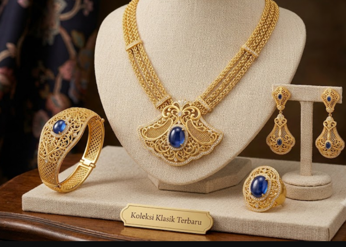 Model Perhiasan Emas Satu Set Terbaru Bergaya Klasik dengan Sentuhan Modern yang Elegan