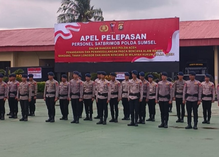 Misi Kemanusiaan Polri, 100 Personel Brimob Sumsel Berangkat ke Aceh