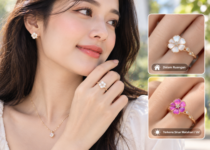 Cincin Emas Sun Bloom, Perhiasan Unik yang Bisa Berubah Warna Saat Terkena Sinar UV