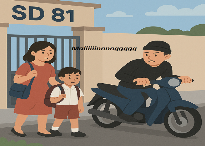 Jemput Anak Sekolah  Sepeda Motor IRT Raib digasak  Maling