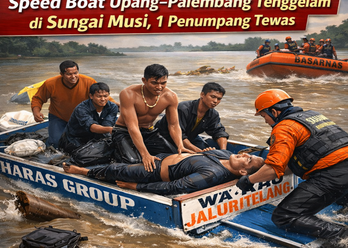 Speed Boat Upang–Palembang Tenggelam Usai Tabrak Kayu, Satu Penumpang Meninggal