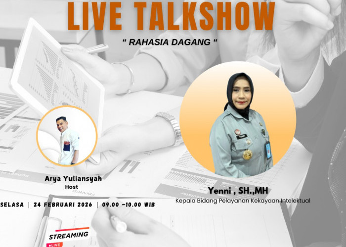 Talkshow, Kanwil Kemenkum Sumsel Sosialisaikan Rahasia Dagang dan Pencegahan Pelanggaran Kekayaan Intelektual 