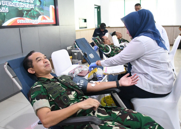 Korem 044/Gapo Gelar Donor Darah untuk Bantu Penuhi Stok Darah di Palembang