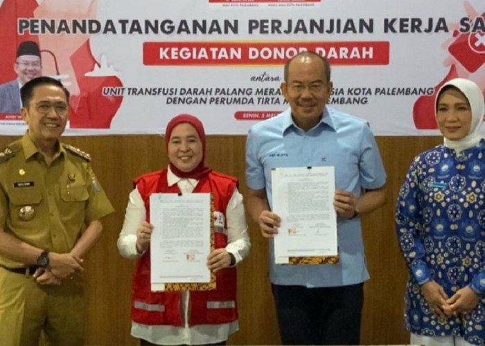 Cukupi Ketersediaan Darah, PMI kota Palembang Jalin Kerjasama Dengan Perumda Tirta Musi