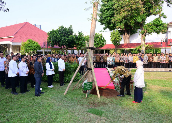 Presiden Jokowi dan Ibu Iriana Tanam Pohon di Halaman Istana Kepresidenan Jakarta