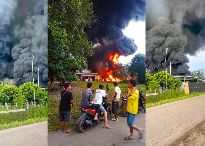 Kebakaran di Desa Toman Pal 2 Heboh, Warga Duga Tempat Penampungan Hasil Penyulingan Minyak Ilegal