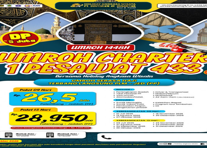 Ayo Umroh Musim 1448 H Bersama Holiday Angkasa Wisata, Paket Charter 1 Pesawat Lion Air 9 Hari dan 13 Hari