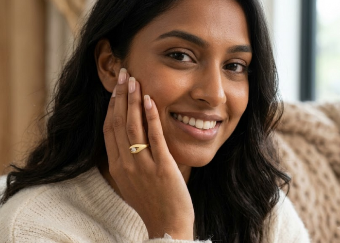 Tren Cincin Emas Simple Bertekstur Cukit Pasir untuk Tampilan Stylish