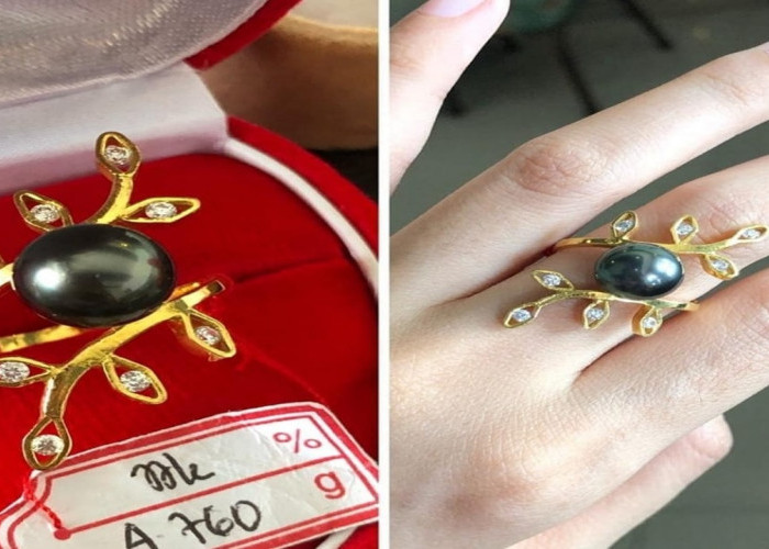 Elegan Tanpa Berlebihan Cincin Emas Bertabur Mutiara Laut