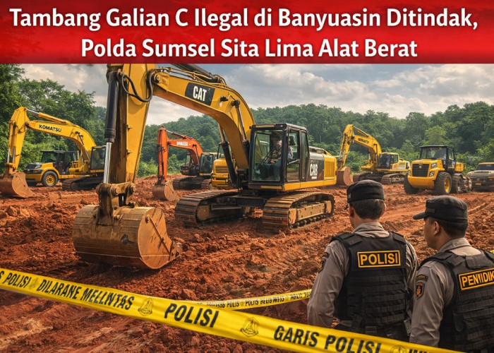 Tambang Galian C Ilegal di Banyuasin Ditindak, Polda Sumsel Sita Lima Alat Berat