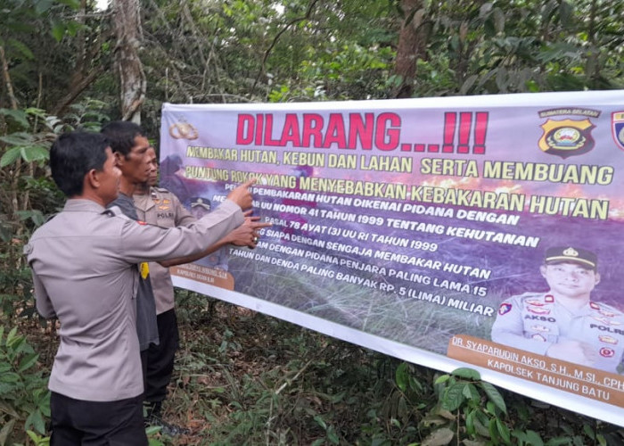 Cuaca Panas dan Minim Hujan, Polsek Tanjung Batu Gencarkan Patroli Terpadu Cegah Karhutla