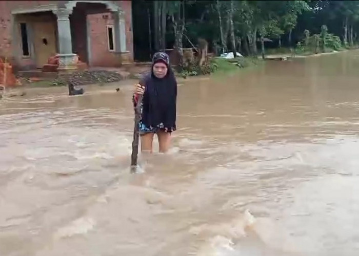 Sungai Tebu Meluap, Akses Jalan Desa Kepur di Kabupaten Muara Enim Terendam Banjir